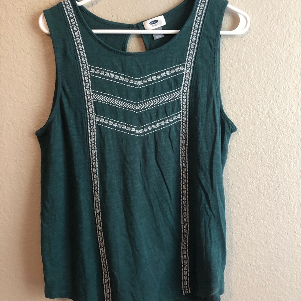 Teal Tank with Embroidered Details
